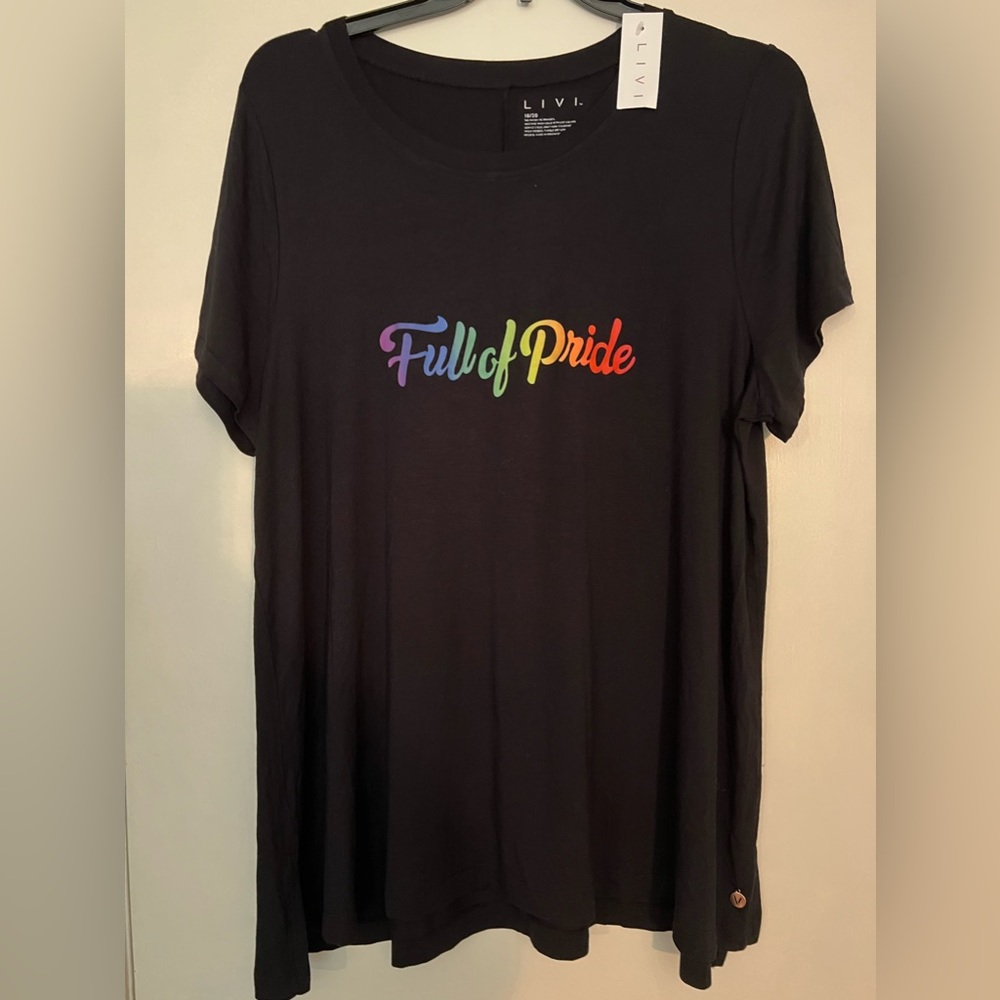 Lane Bryant Livi active Full of Pride rainbow and black T-shirt 18/20